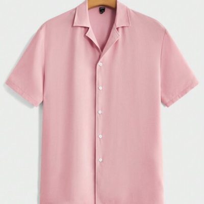 Manfinity Homme Men’s Contrast Collar Short Sleeve Woven Shirt