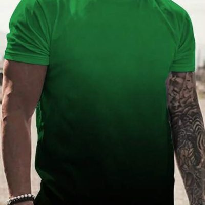 Manfinity Homme Men’s Plus Size Gradient Short Sleeve T-Shirt For Summer