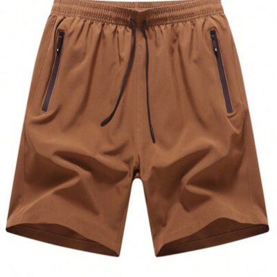 Manfinity Homme Men’s Zippered Pocket & Drawstring Elastic Waist Shorts