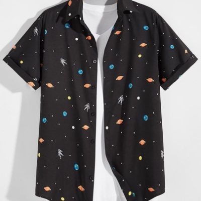 Manfinity Hypemode Men Galaxy And Astronaut Shirt Without Tee