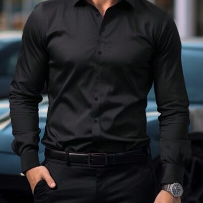 Manfinity Mode Men’s Solid Color Long Sleeve Shirt