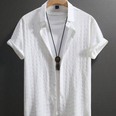 Manfinity RSRT Men Summer Casual Textured Vacation Button Up Short Sleeve Shirt