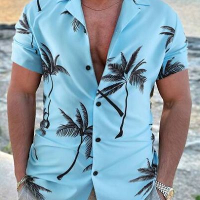 Manfinity RSRT Men’s Coconut Trees Printed Short Sleeve Shirt