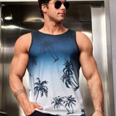 Manfinity RSRT Men’S Palm Tree Print Knitted Tank Top