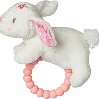 Mary Meyer Soft Baby Rattle with Soothing Teether Ring, 6-Inches, Bella Bunny