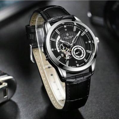 Mechanical Watches Men’s Watches Fashion Business Alloy Case Leather Strap Waterproof Brithday Gift