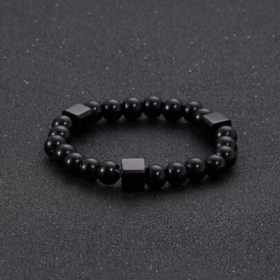 Men Cube Decor Beaded Bracelet Glass Fashion Punk Popular Jewelry Gift Personality