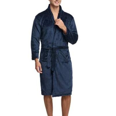 Men Dual Pocket Belted Lounge Robe