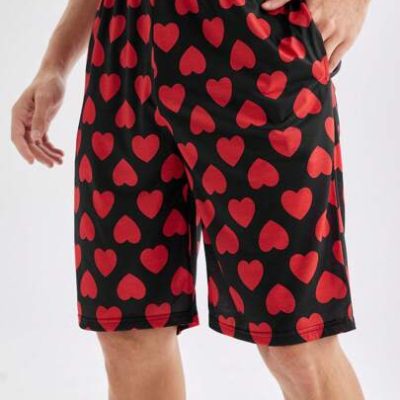 Men Heart Print Home Wear Bottoms