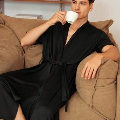 Men Plain Simple Belted Casual Robe