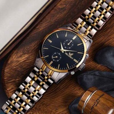 Men Round Pointer Quartz Watch