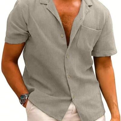 Men Solid Pocket Patched Shirt