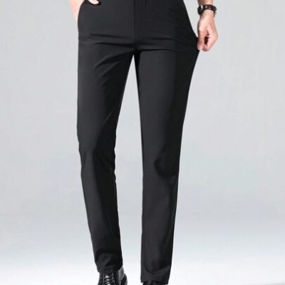 Men Solid Slant Pocket Pants Dress Pants