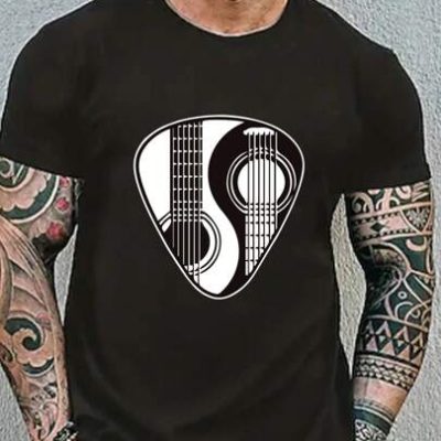 Men Yin & Yang Guitar Print Tee