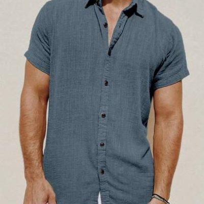 Men’s Textured Fabric Short Sleeve Shirt