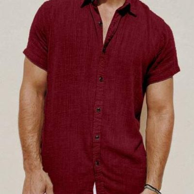 Men’s Textured Fabric Short Sleeve Shirt