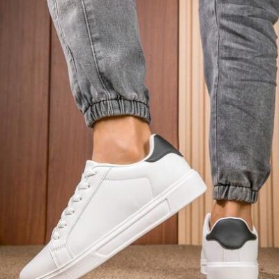 Men’S White Sneakers, Spring New Sporty Casual Shoes, Trendy & Stylish High-Tops