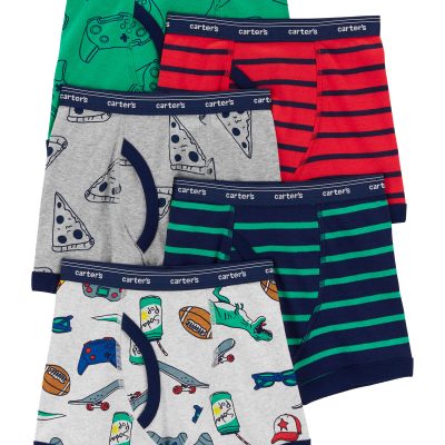 Multi 5-Pack Cotton Boxer Briefs Underwear | carters.com