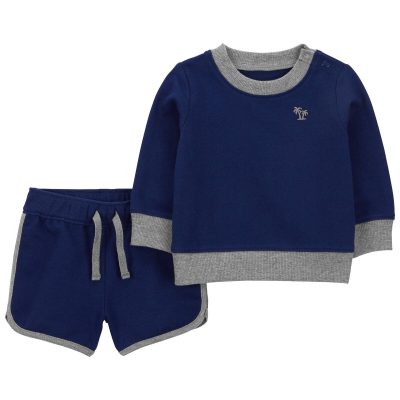 Navy Baby 2-Piece Sweatshirt & Short Set | carters.com