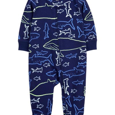 Navy Baby 2-Way Zip Whale Cotton Sleep & Play Pajamas | carters.com