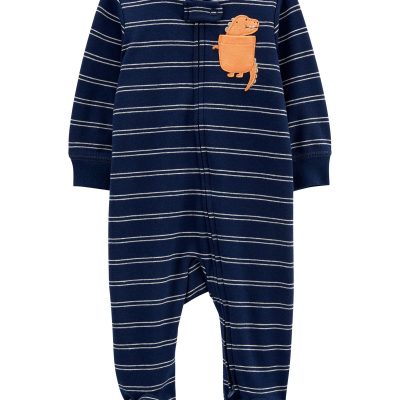 Navy Baby Dinosaur 2-Way Zip Cotton Sleep & Play Pajamas | carters.com