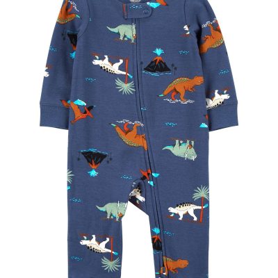 Navy Baby Dinosaurs 2-Way Zip Cotton Sleep & Play Pajamas | carters.com