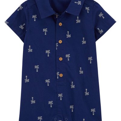 Navy Baby Palm Tree Print Romper | carters.com