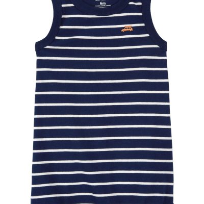 Navy Baby Striped Car Cotton Romper | carters.com