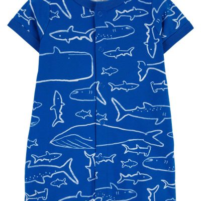 Navy Baby Whale Snap-Up Romper | carters.com