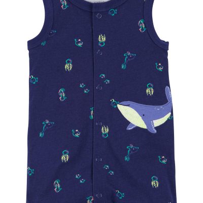 Navy Baby Whale Snap-Up Romper | carters.com