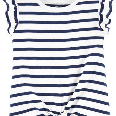 Navy/White Toddler Striped Tie-Front Tee | carters.com