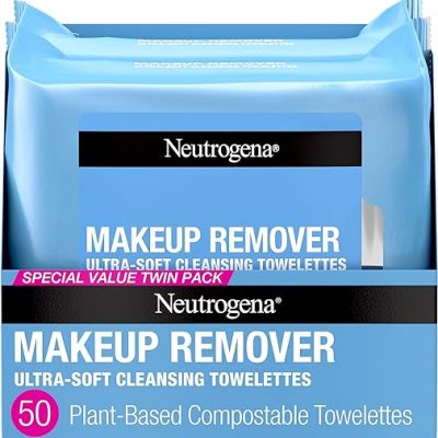 Neutrogena Cleansing Fragrance Free Makeup Remover Face Wipes, Cleansing Facial Towelettes for Waterproof Makeup, Alcohol-Free, Unscented, 100%…