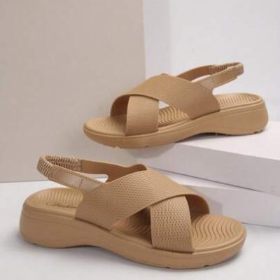 New Fashionable Cross Strapped Thick-Soled Sandals For Teenagers, Soft-Soled And Versatile Women Summer Beach Shoes To Wear Outdoors