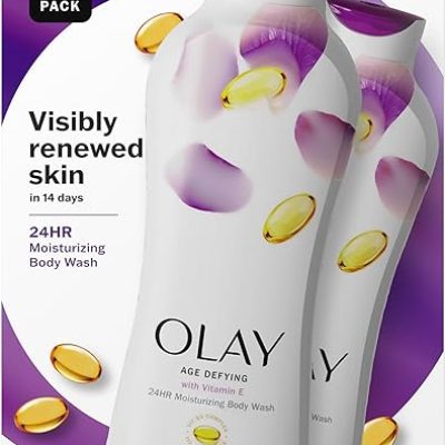 Olay Age Defying Body Wash with Vitamin E & B3 Complex, Moisturizing Visibly Smooth Skin, 22 fl oz, (Pack of 2)