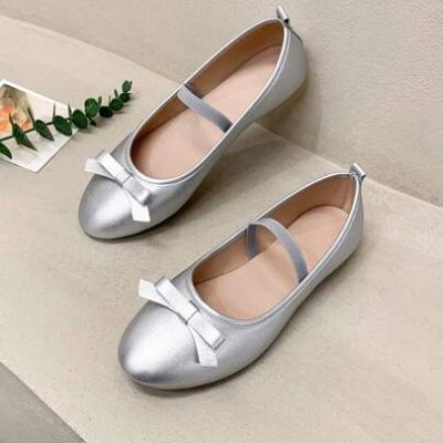 One Pair Of New Spring/Autumn Fashion Butterfly Knot Flat Shoes, Slip-Resistant And Comfortable Youth Shoes