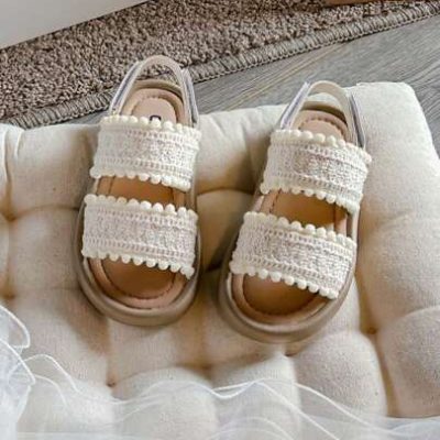 One Pair Of Soft Sole Woven Princess Style Sandals, Suitable For Summer Girls