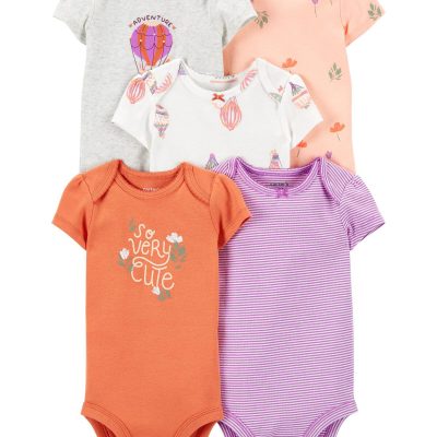 Orange/Purple Baby 5-Pack Short-Sleeve Original Bodysuits | carters.com