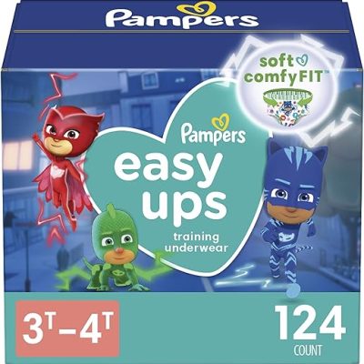 Pampers Easy Ups Boys & Girls Potty Training Pants – Size 3T-4T, One Month Supply (124 Count), Training Underwear (Packaging May Vary)