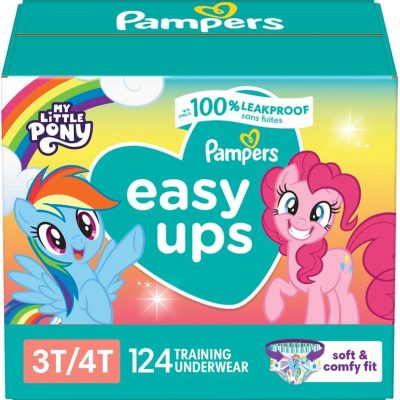 Pampers Easy Ups Girls & Boys Potty Training Pants – Size 3T-4T, One Month Supply (124 Count), My Little Pony Training Underwear
