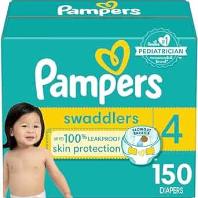 Pampers Swaddlers Diapers – Size 4, One Month Supply , Ultra Soft Disposable Baby Diapers (150 Count pack of 1)