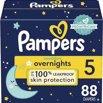 Pampers Swaddlers Overnights Diapers – Size 5, 88 Count, Disposable Baby Diapers, Night Time Skin Protection