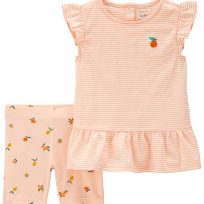 Peach Toddler 2-Piece Peach Top & Bike Short Set | carters.com