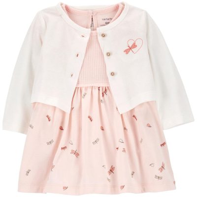 Pink Baby 2-Piece Bodysuit Dress & Cardigan Set | carters.com