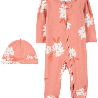 Pink Baby 2-Piece Floral Sleep & Play & Cap Set | carters.com