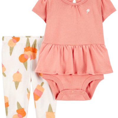 Pink Baby 2-Piece Ice Cream Bodysuit Pant Set | carters.com