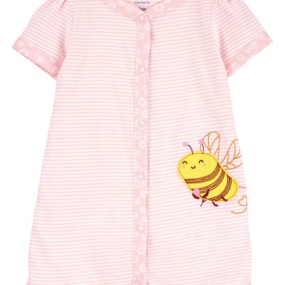 Pink Baby Bee Snap-Up Romper | carters.com