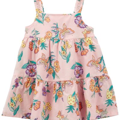 Pink Baby Floral Sleeveless Lawn Dress | carters.com