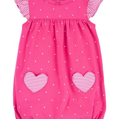 Pink Baby Heart Pocket Cotton Romper | carters.com