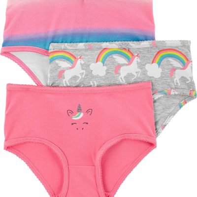 Pink/Blue 3-Pack Rainbow Print Stretch Cotton Underwear | carters.com