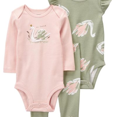 Pink/Green Baby 3-Piece Swan Little Character Set | carters.com